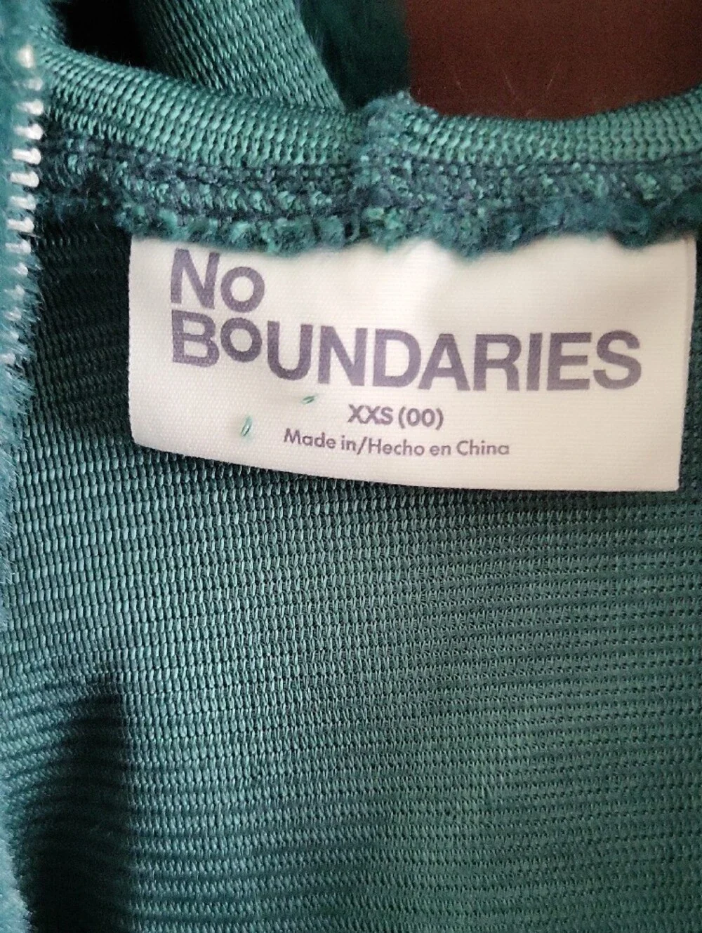 No Boundaries Teal Faux-Fur Hooded Puffer with Sequin Bear Patch
